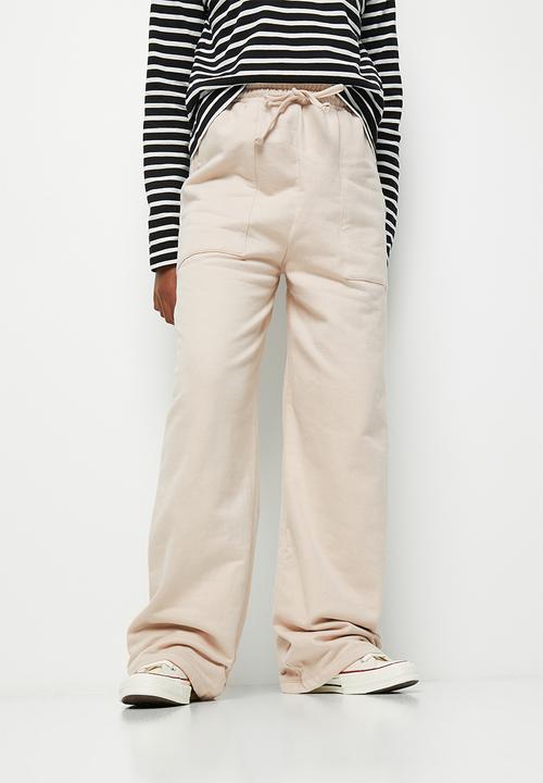 Superbalist - Wide leg track pants - stone 
