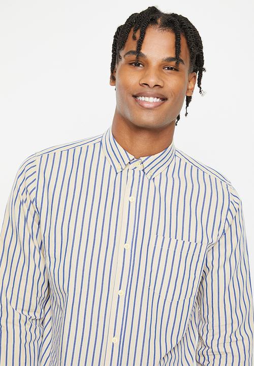 Cotton On - Mayfair long sleeve shirt - stone stripe