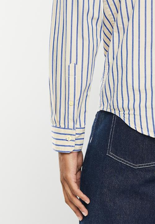 Cotton On - Mayfair long sleeve shirt - stone stripe