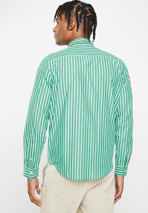 Cotton On - Mayfair long sleeve shirt - emerald stripe