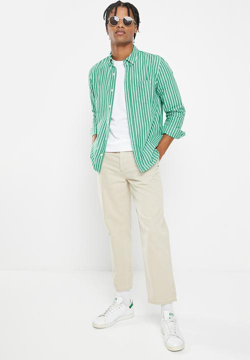 Cotton On - Mayfair long sleeve shirt - emerald stripe