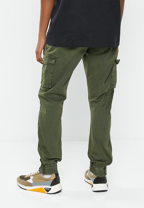 basicthread - Zip cuffed cargo utility chino - fatigue