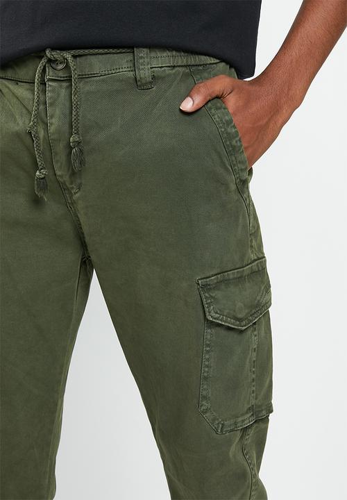 basicthread - Zip cuffed cargo utility chino - fatigue