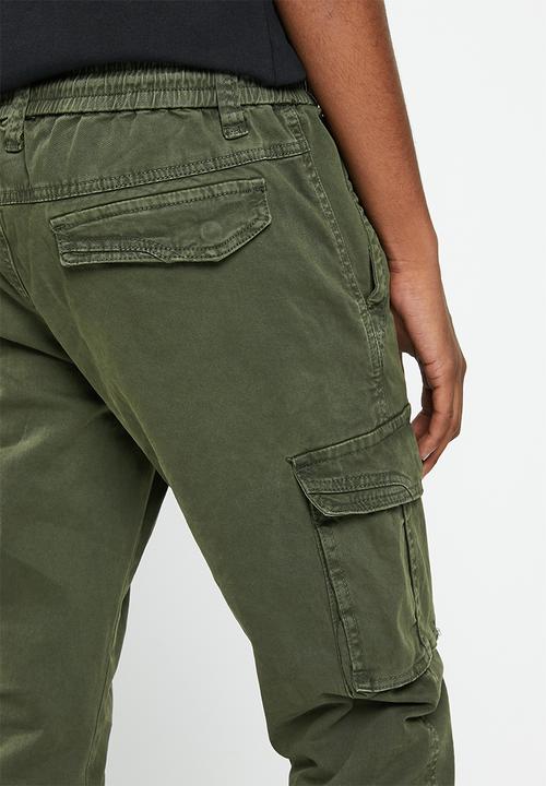basicthread - Zip cuffed cargo utility chino - fatigue