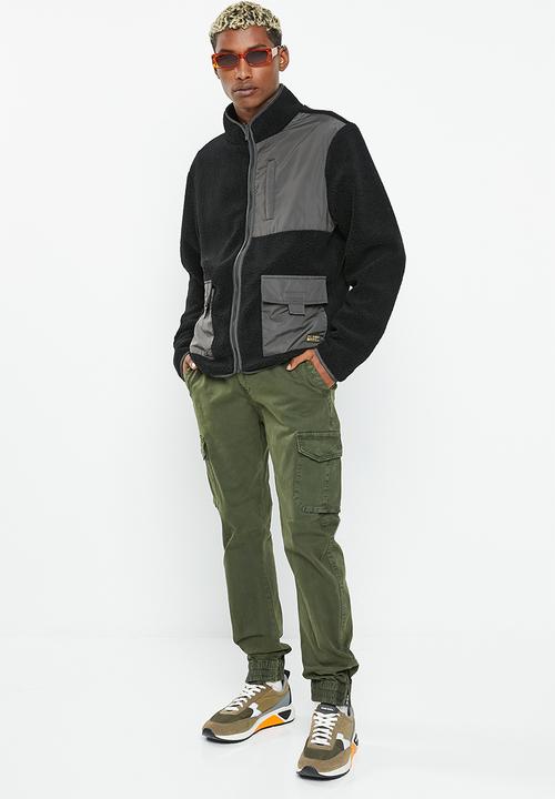 basicthread - Zip cuffed cargo utility chino - fatigue