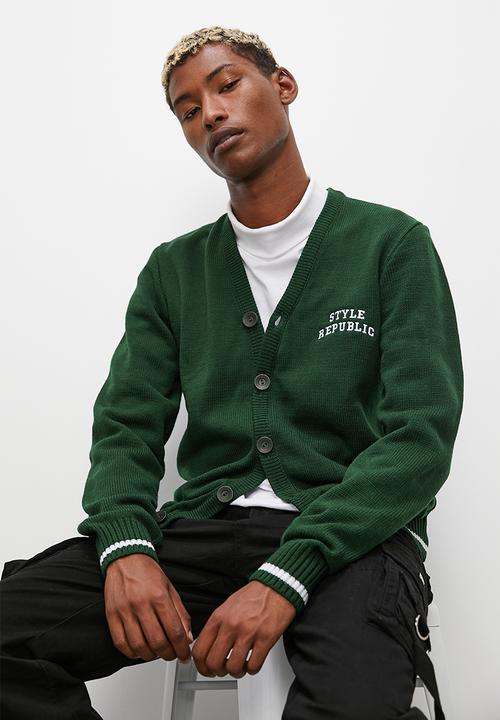 STYLE REPUBLIC - Regular fit knit cardigan - green & white