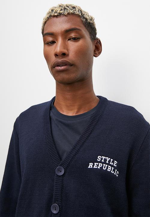 STYLE REPUBLIC - Regular fit knit cardigan - navy & red