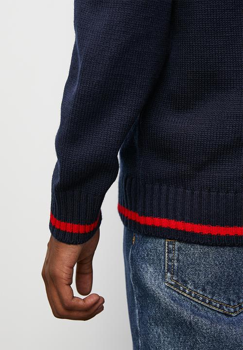 STYLE REPUBLIC - Regular fit knit cardigan - navy & red