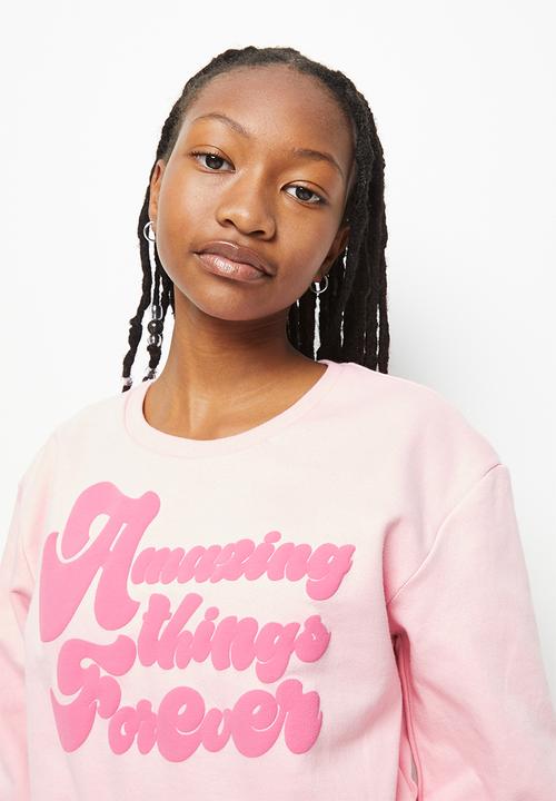Superbalist - Wide leg jogger & sweat top set - light pink