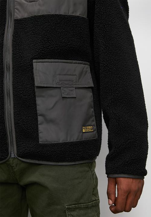 STYLE REPUBLIC - Borg jacket with utility pockets - black