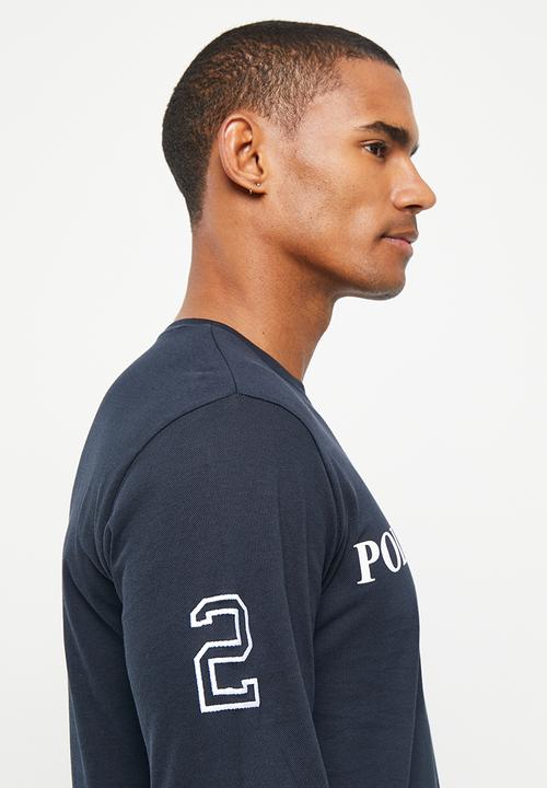 POLO - Mens equestrian long sleeve tee - navy