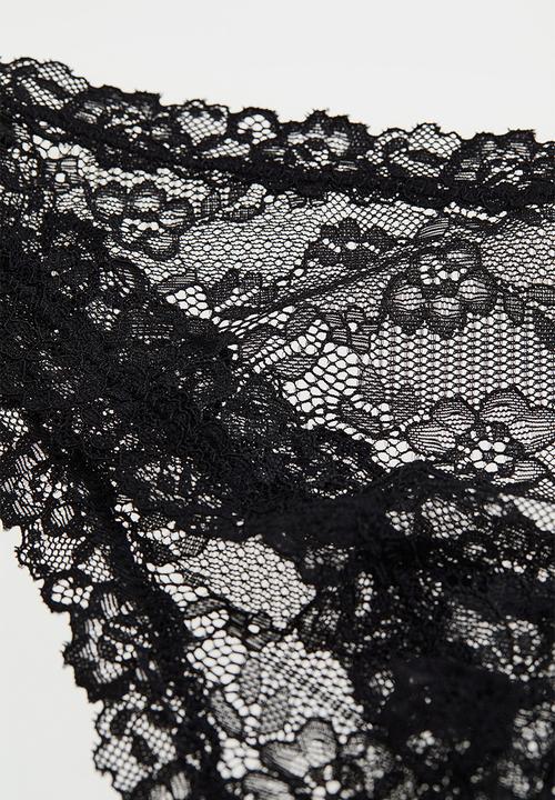 H&M - 3-pack lace brazilian briefs - black
