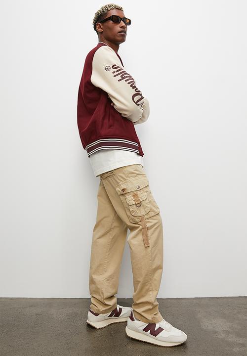 STYLE REPUBLIC - Padded varsity bomber jacket - berry & stone
