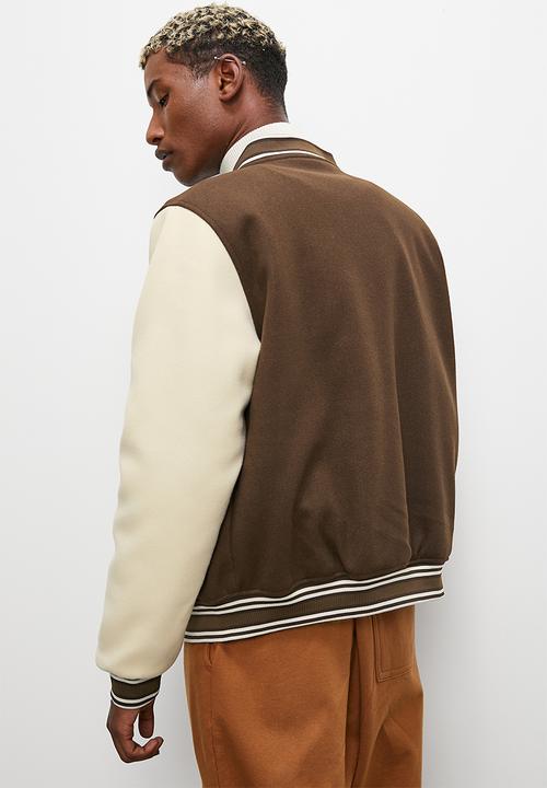 STYLE REPUBLIC - Padded varsity bomber jacket - brown & stone