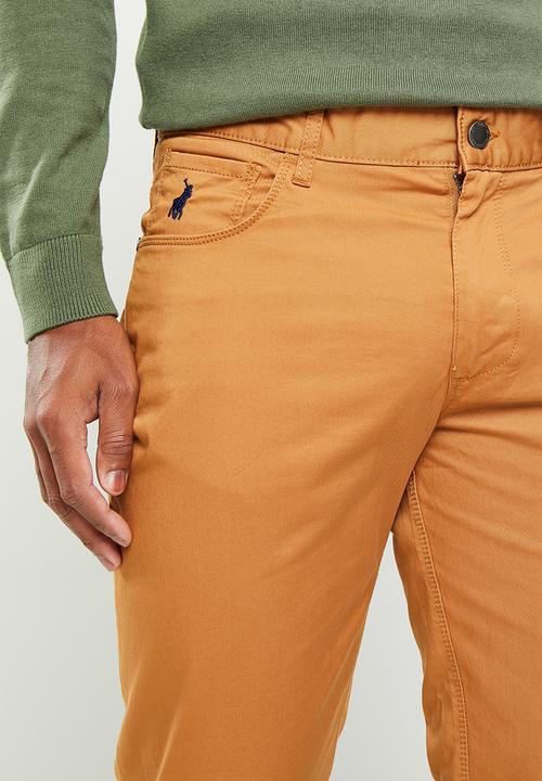 POLO - Mens overdyed twill 5 pocket trouser - camel