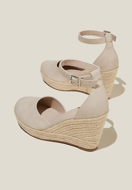 Cotton On - Chris closed toe espadrille heel - bone nubuck