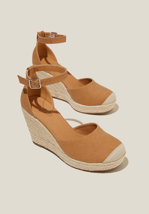 Cotton On - Chris closed toe espadrille heel - tan nubuck