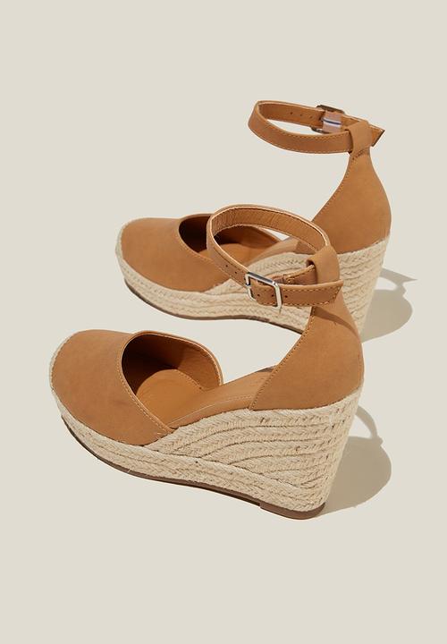 Cotton On - Chris closed toe espadrille heel - tan nubuck