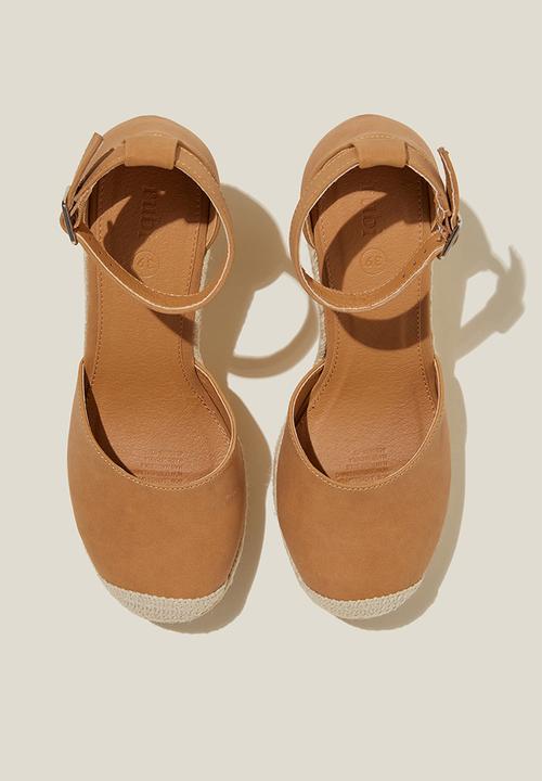 Cotton On - Chris closed toe espadrille heel - tan nubuck