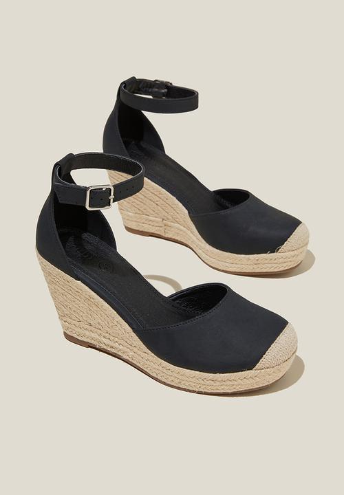 Cotton On - Chris closed toe espadrille heel - black nubuck
