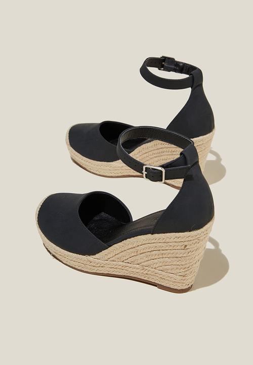 Cotton On - Chris closed toe espadrille heel - black nubuck