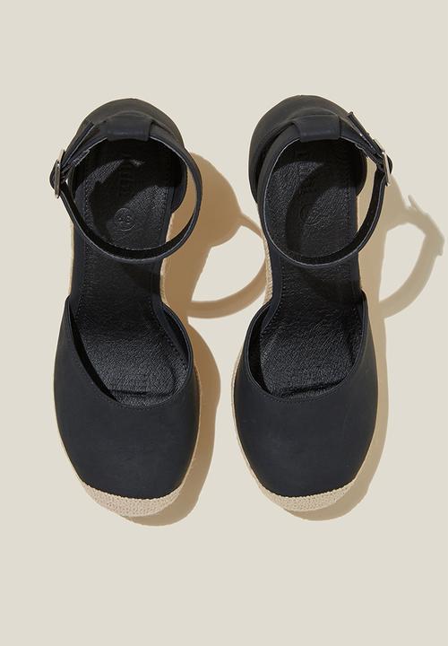 Cotton On - Chris closed toe espadrille heel - black nubuck
