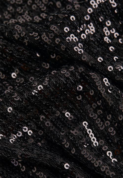 H&M - Sequined wrapover blouse - black/sequins