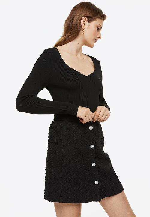 H&M - A-line skirt - black/rhinestones