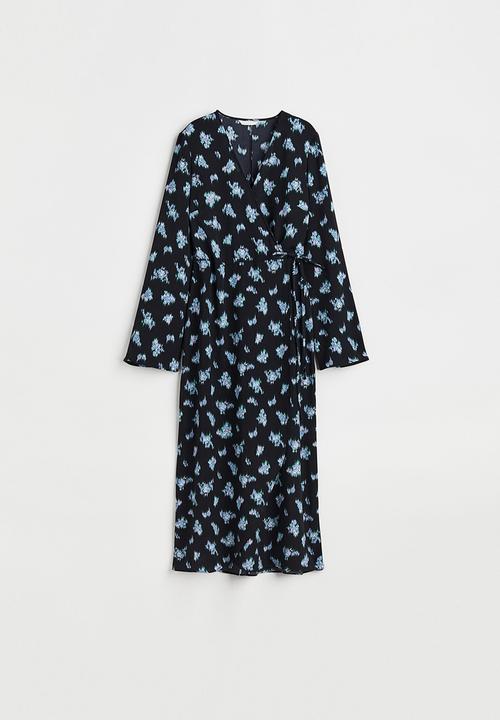 H&M - Crêpe wrap dress - navy/patterned