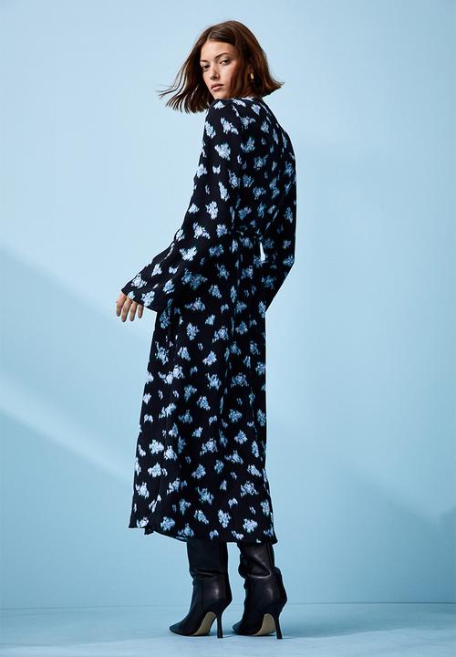 H&M - Crêpe wrap dress - navy/patterned