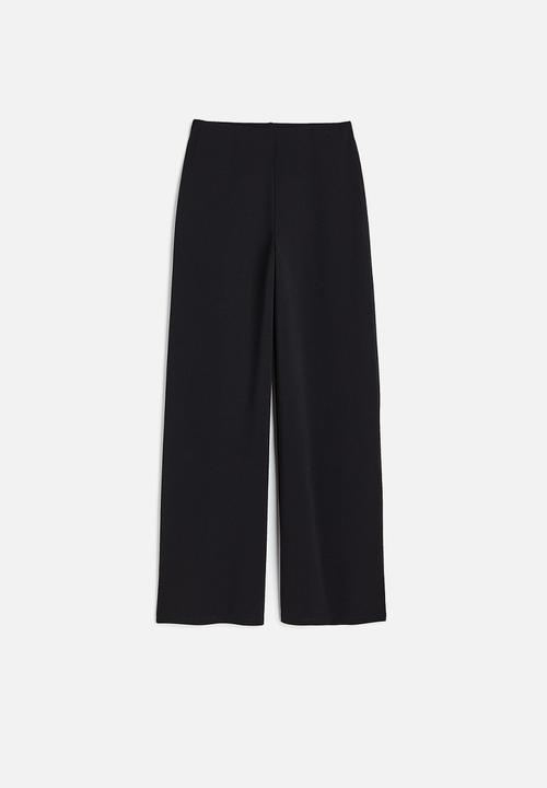 H&M - Wide jersey trousers - black