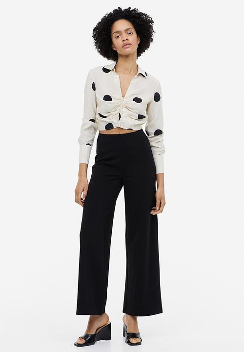 H&M - Wide jersey trousers - black