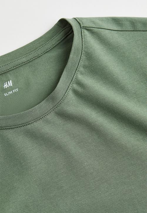 H&M - Slim fit jersey top - sage green