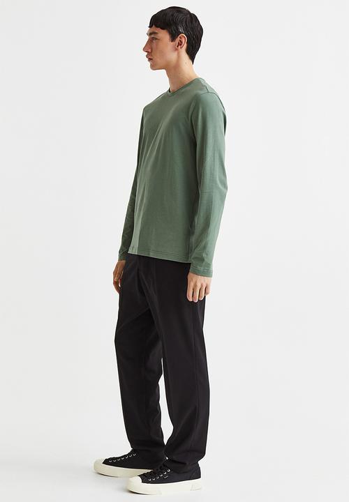 H&M - Slim fit jersey top - sage green