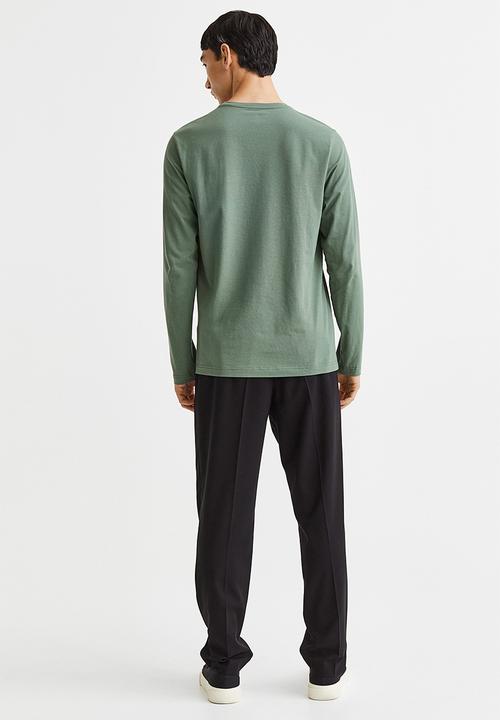 H&M - Slim fit jersey top - sage green