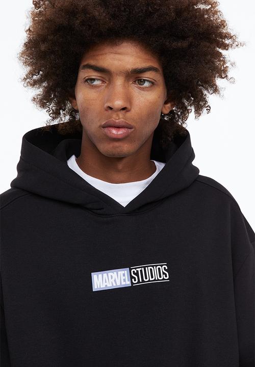 H&M - Relaxed fit hoodie - black/black panther