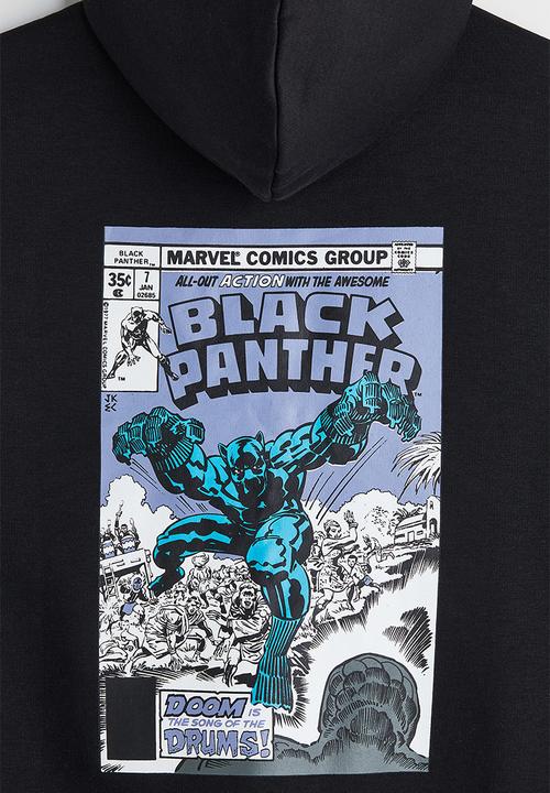 H&M - Relaxed fit hoodie - black/black panther