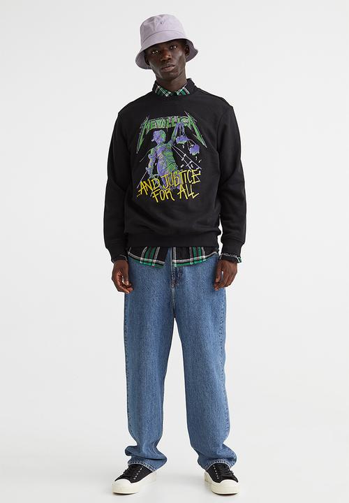 H&M - Regular fit printed sweatshirt - black/metallica