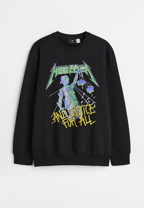 H&M - Regular fit printed sweatshirt - black/metallica