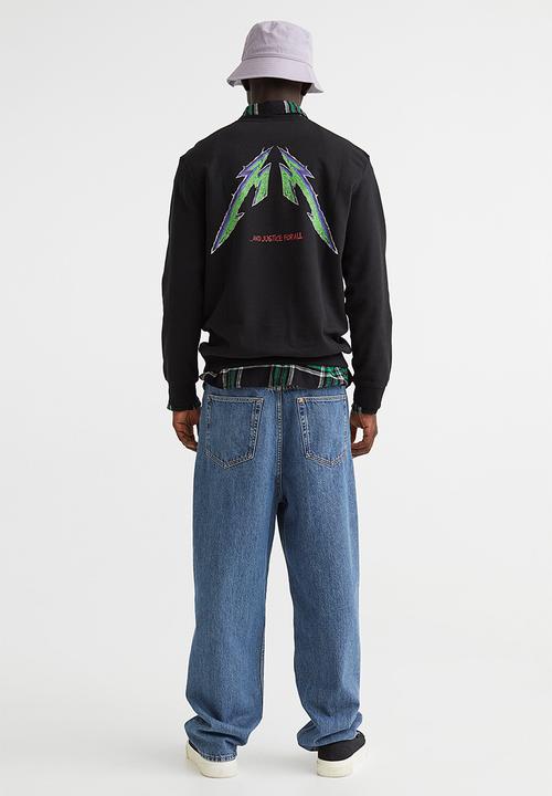 H&M - Regular fit printed sweatshirt - black/metallica