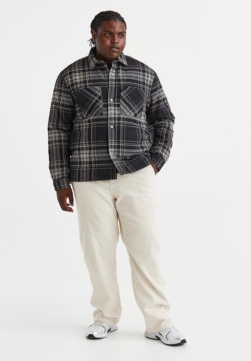 H&M - Padded overshirt - dark grey/checked