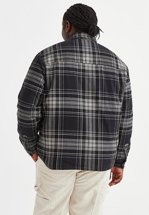 H&M - Padded overshirt - dark grey/checked