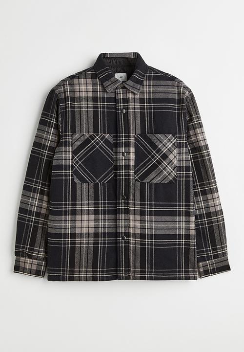 H&M - Padded overshirt - dark grey/checked