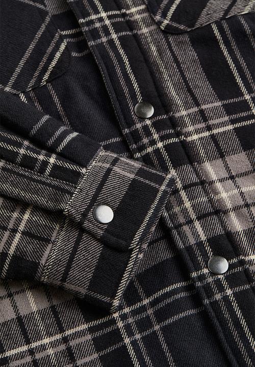 H&M - Padded overshirt - dark grey/checked