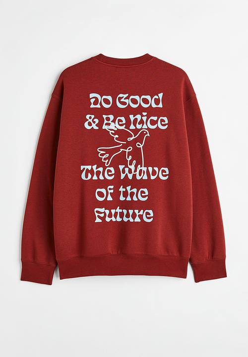 H&M - Relaxed fit printed sweatshirt - rust orange/do good