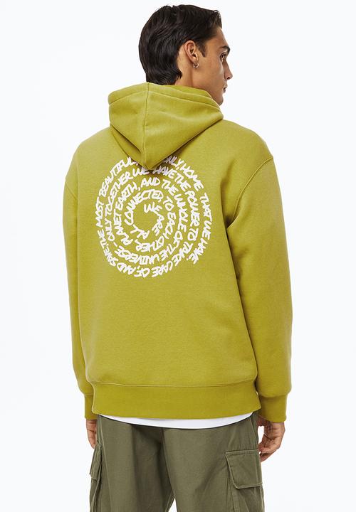 H&M - Relaxed fit printed hoodie - olive green/connected
