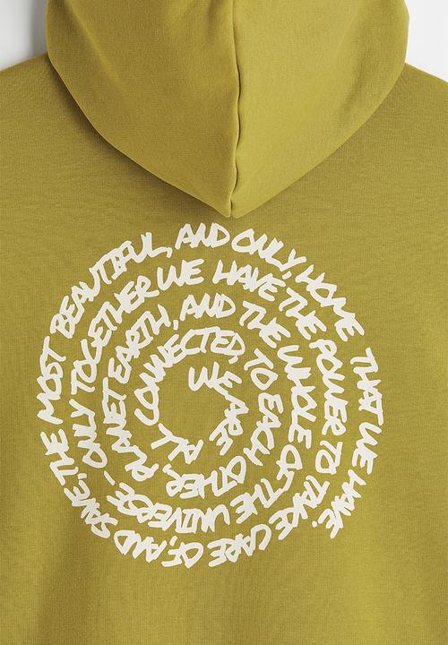 H&M - Relaxed fit printed hoodie - olive green/connected