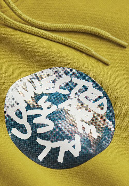 H&M - Relaxed fit printed hoodie - olive green/connected