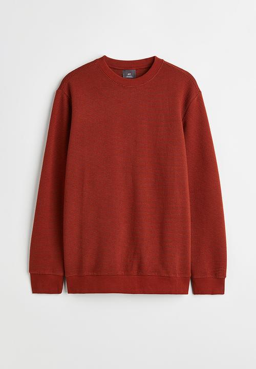 H&M - Regular fit ribbed sweatshirt - rust red