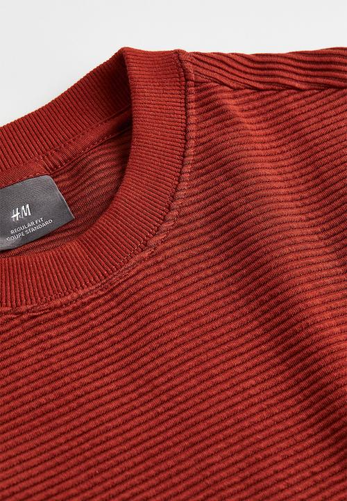H&M - Regular fit ribbed sweatshirt - rust red